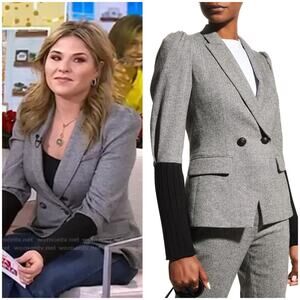 Veronica Beard Bayard Dickey Colorblock Jacket in Herringbone Grey Size 4